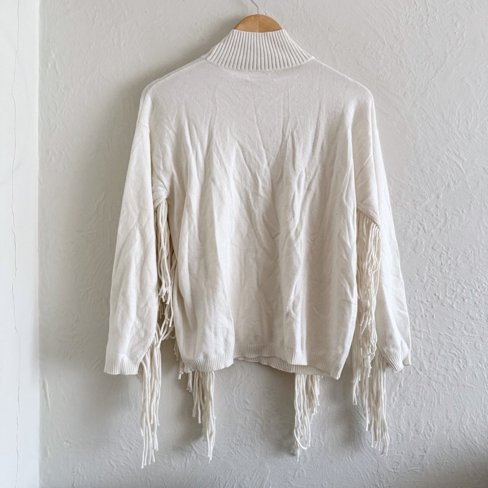 Replay Fringe Detail High Neck Cream Sweater Size XS - Picture 7 of 8